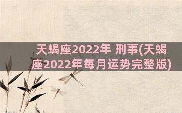 天蝎座2022年 刑事(天蝎座2022年每月运势完整版)